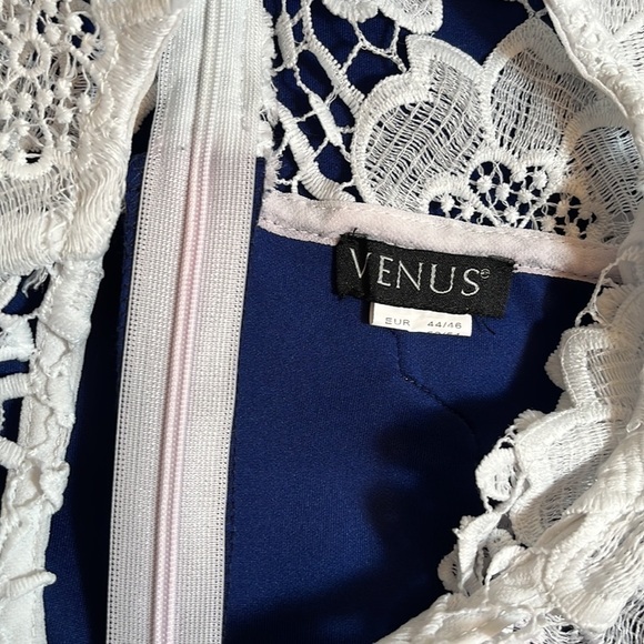 Venus Blue White Lace Sleeveless Dress - Picture 12 of 15